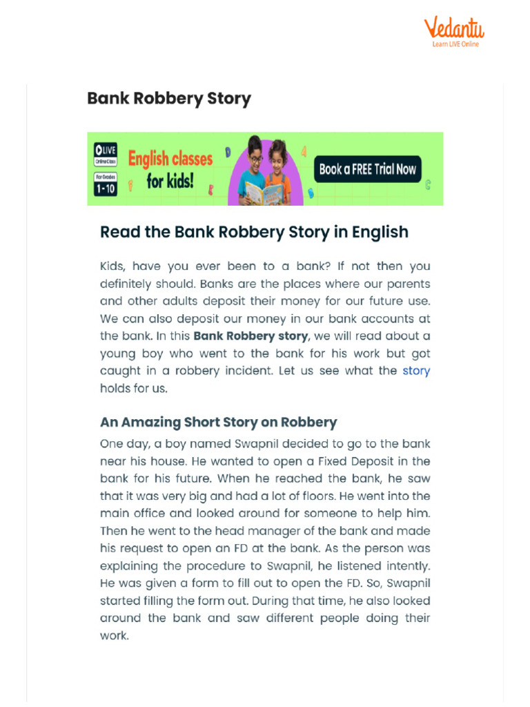 Bank Robbery Story | PDF