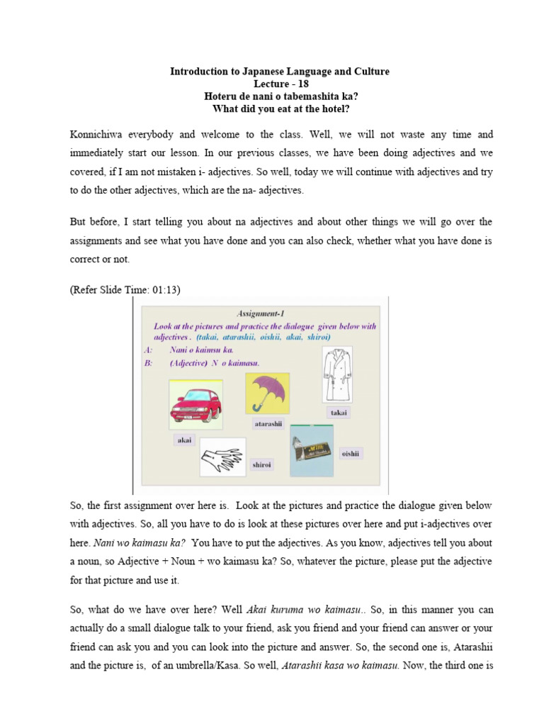 Learn Japanese Notes (18) | PDF | Japanese Language | Adjective