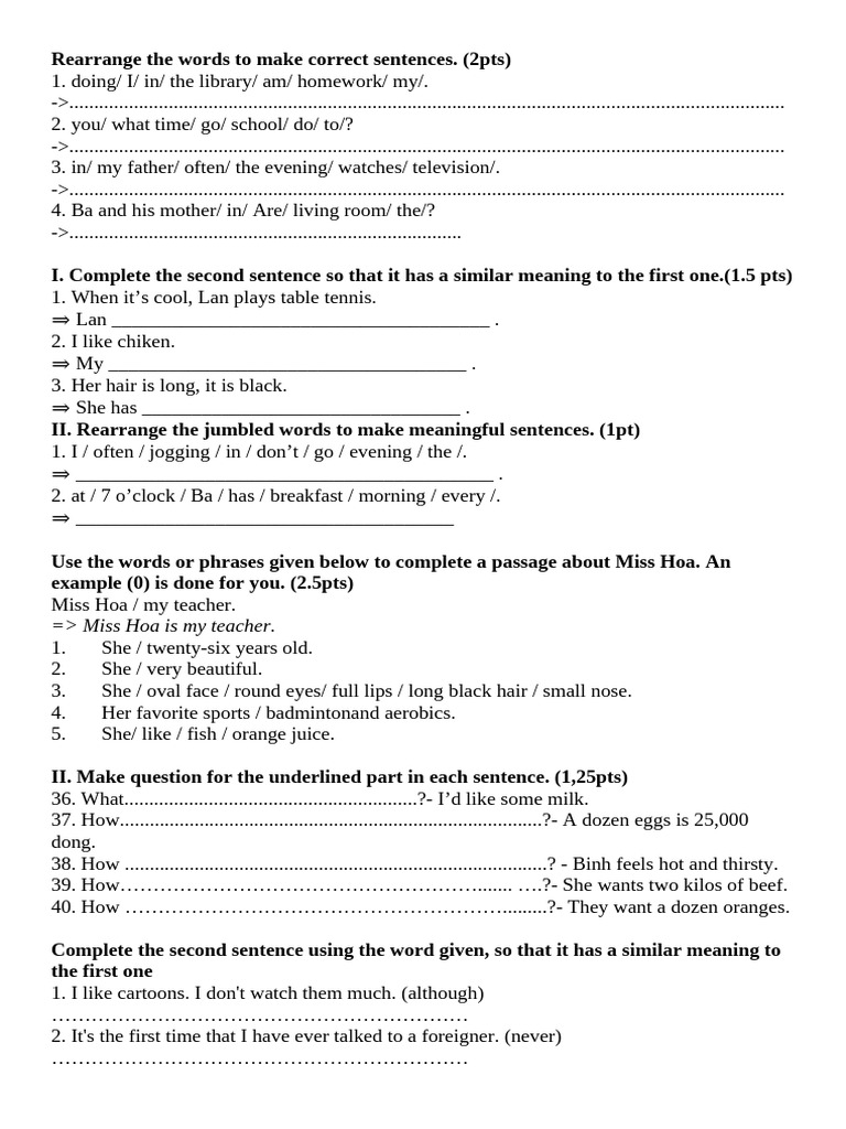 Grade 6 rearrange and tasks with questions | PDF