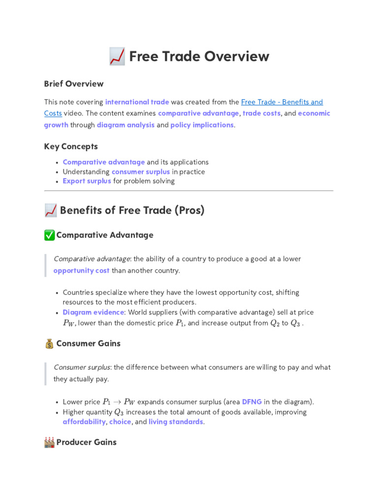 Free Trade: Benefits and Drawbacks Explained | PDF | Economic Surplus ...