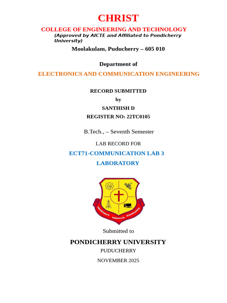 Communication Lab 3 - Santhish | PDF