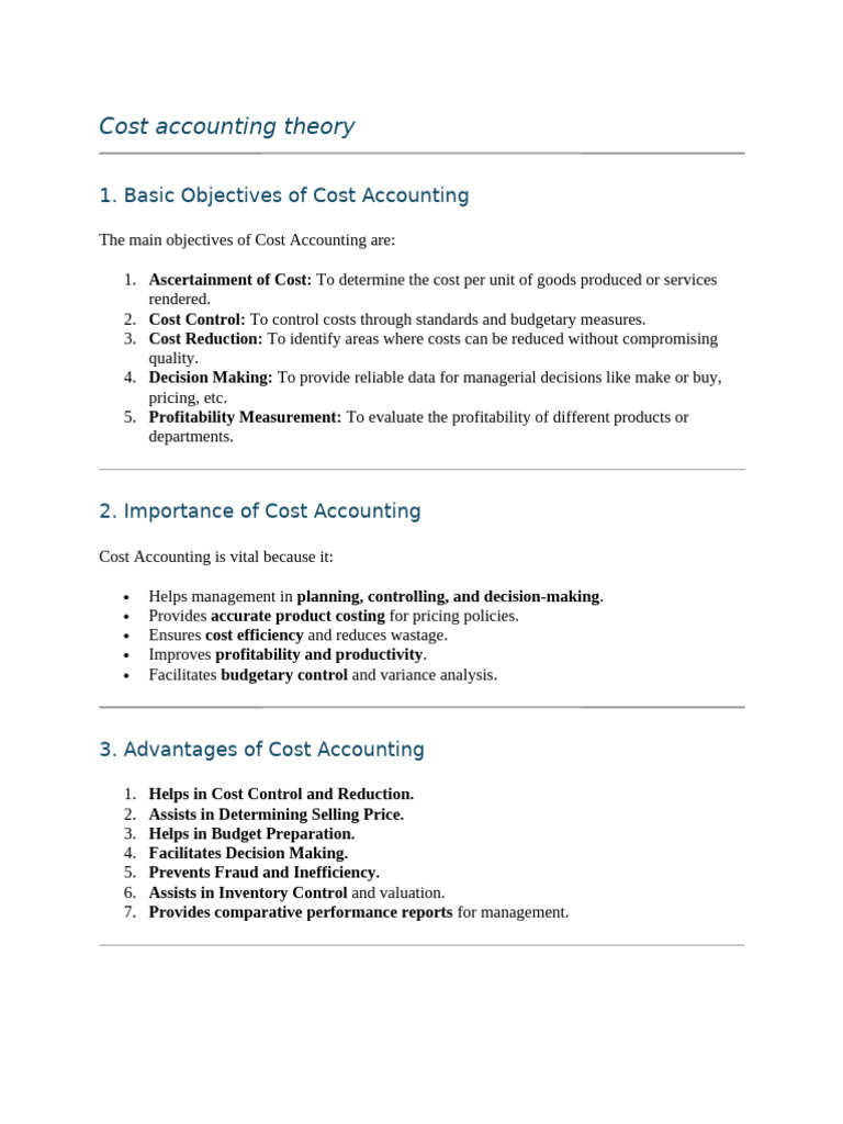Understanding Cost Accounting Theory | PDF | Cost Accounting ...