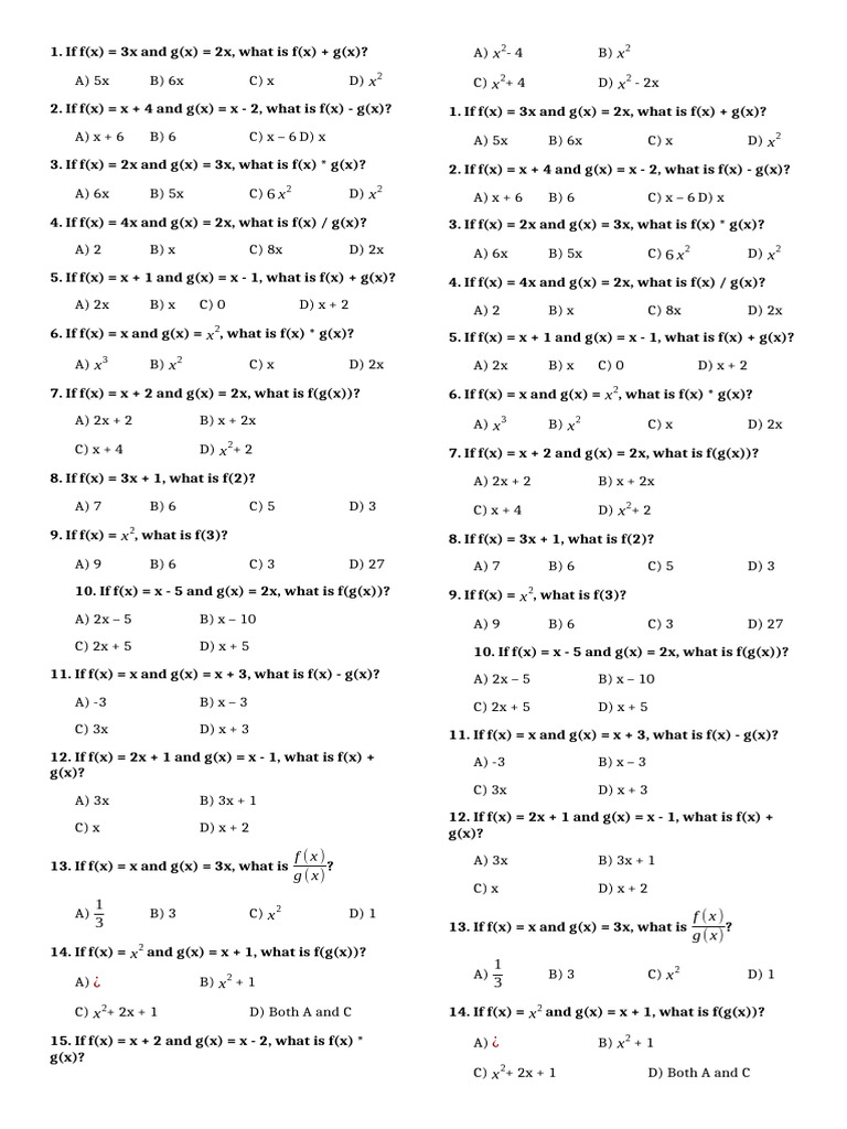 Function Operations Quiz Pdf Chess Theory Chess