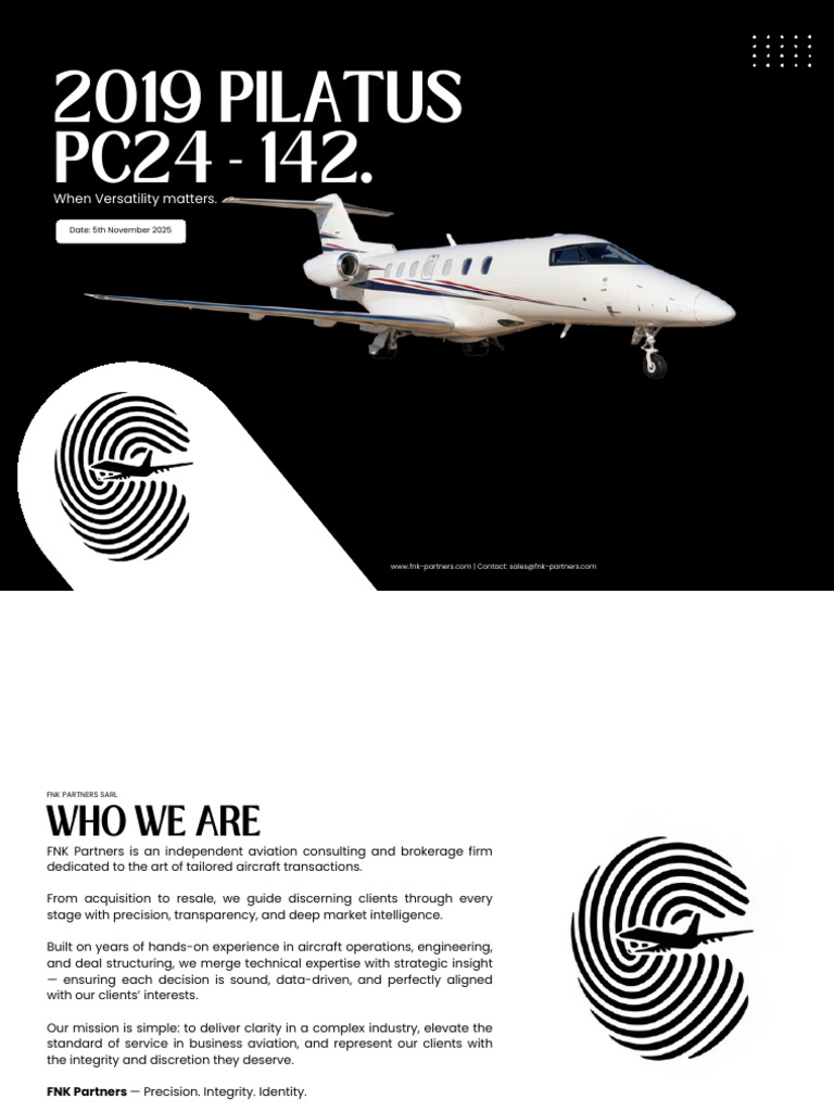2019 Pilatus Pc24 - Specification Sheet | PDF | Aircraft | Aviation