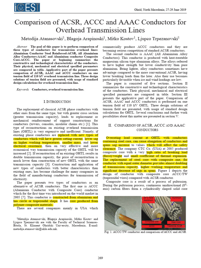 ACSR vs. AAAC vs. ACCC Conductors Comparison | PDF | Electrical ...