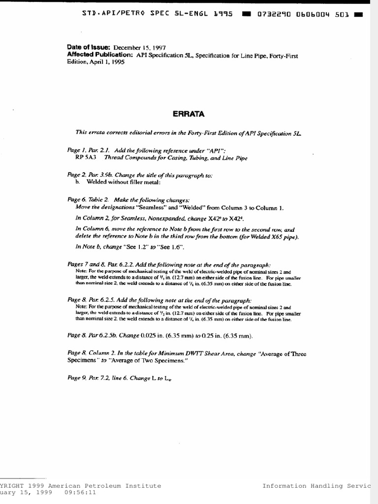 API 5L Specification Overview 1995 | PDF | Environmental Social Science ...