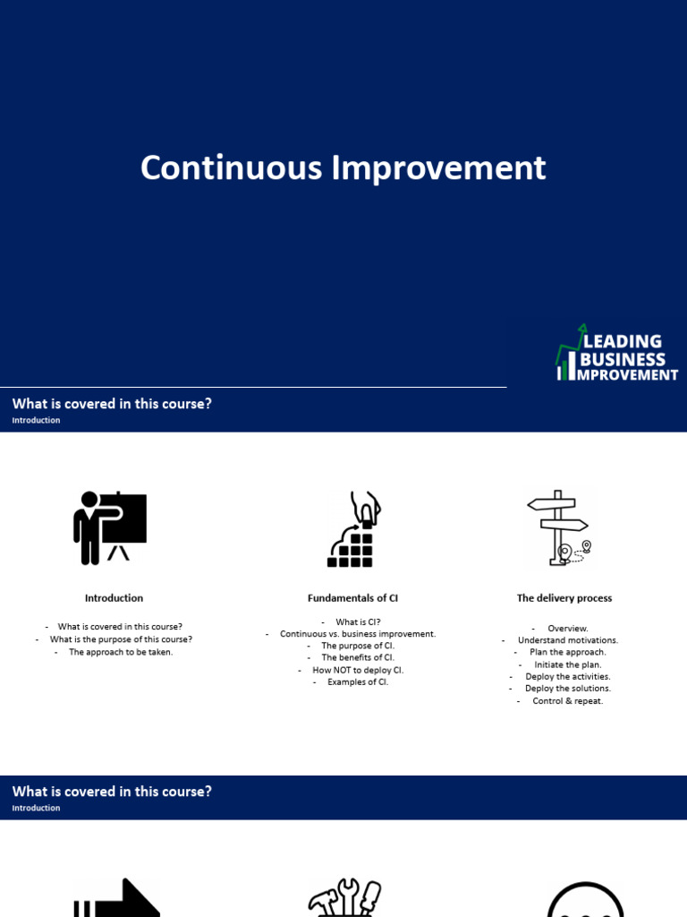 Continuous Improvement Course Overview | PDF | Performance Indicator ...