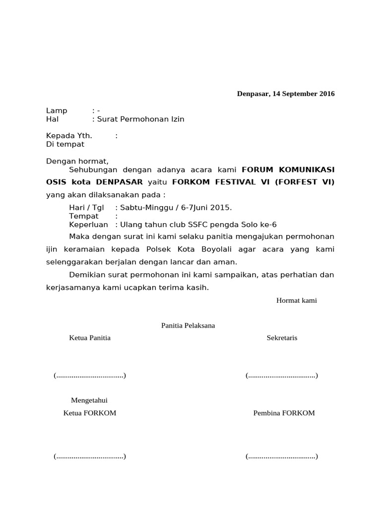 Surat Izin Keramaian Kepolisian | PDF
