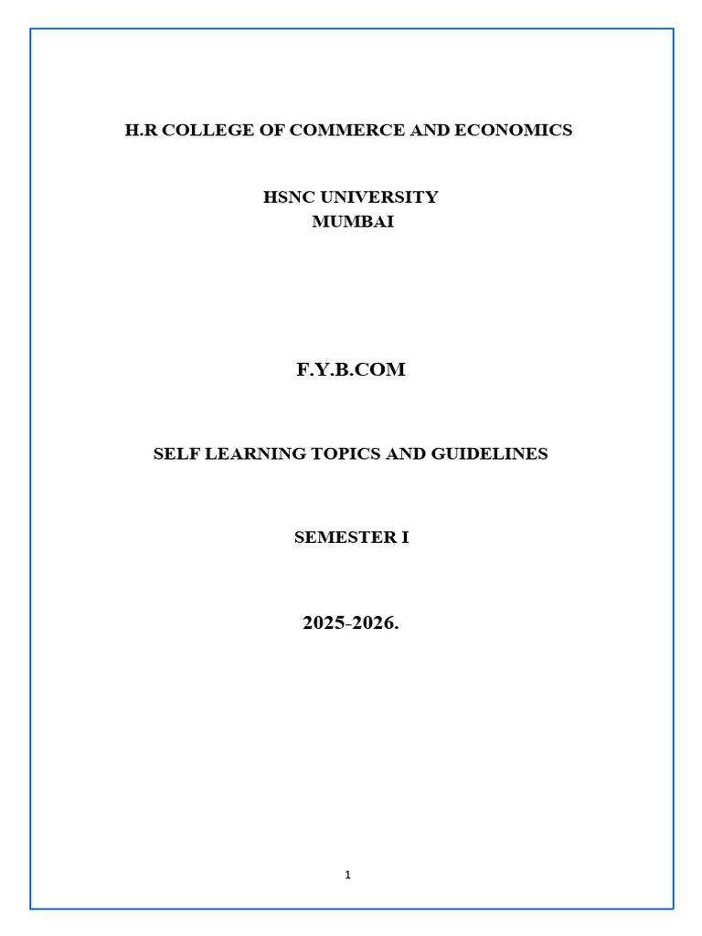 Self-Learning Evaluation Guidelines for FYBCom | PDF | Evaluation | Essays