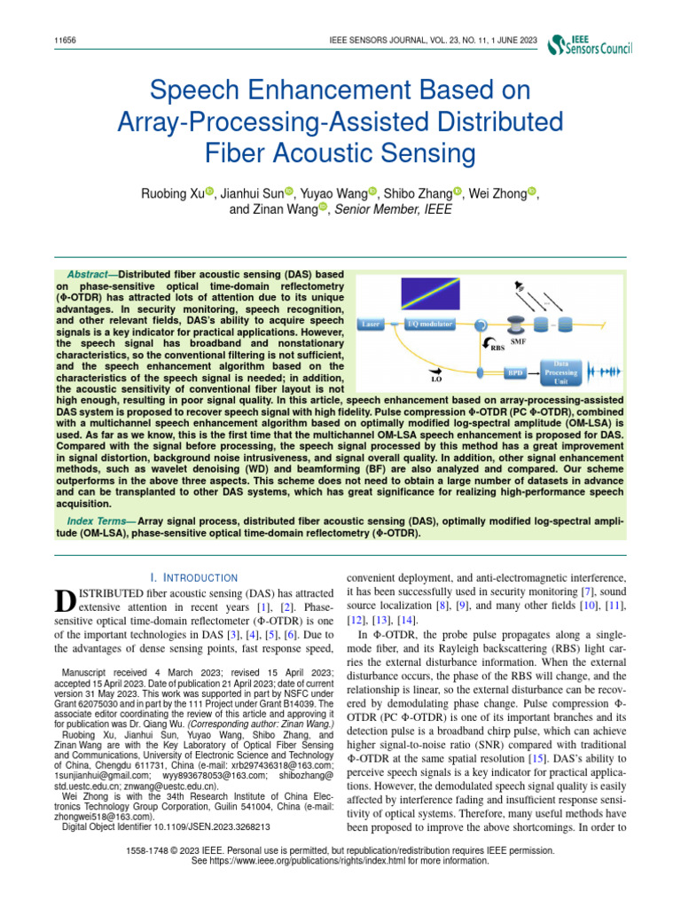Speech Enhancement in Fiber Acoustic Sensing | PDF | Signal To Noise ...