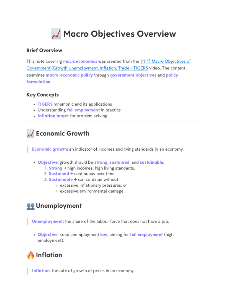 Macro Objectives: Growth, Inflation, Trade | PDF | Inflation ...
