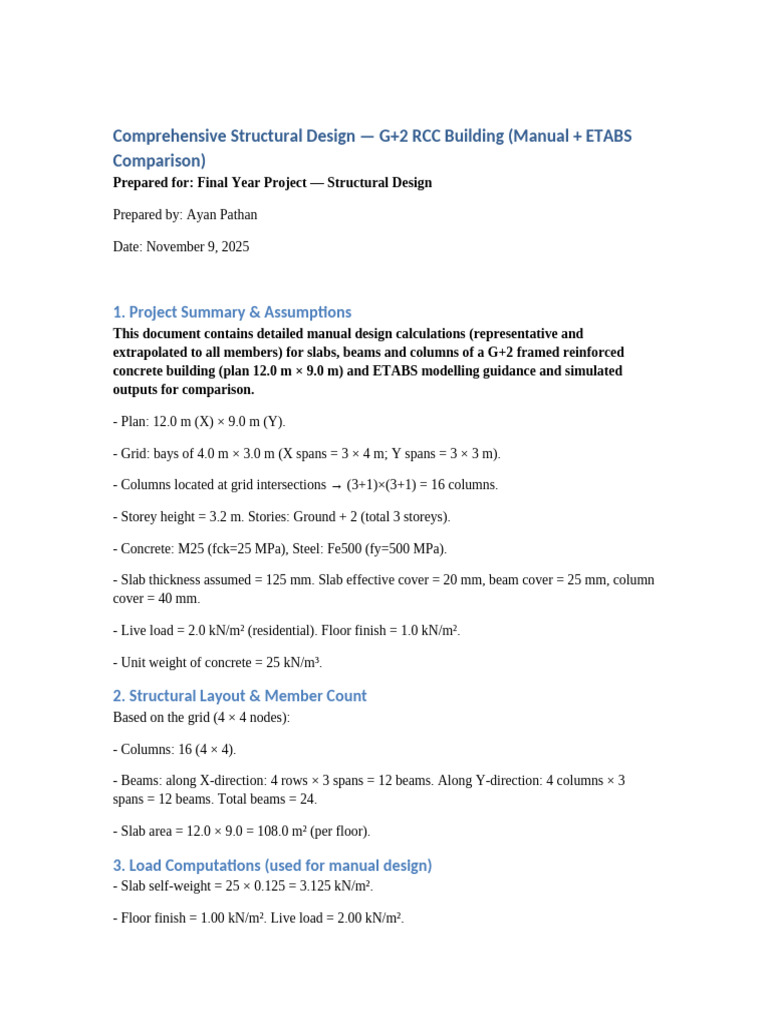 G+2 RCC Building Structural Design Guide | PDF | Beam (Structure) | Column