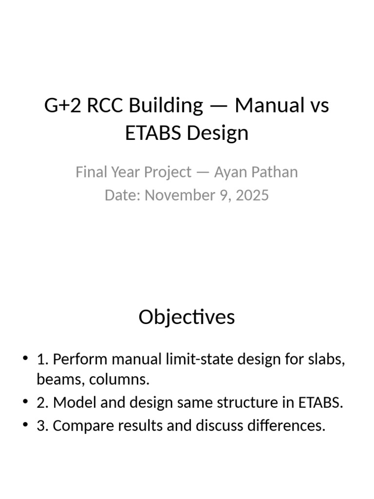 G+2 RCC Design: Manual vs ETABS Analysis | PDF
