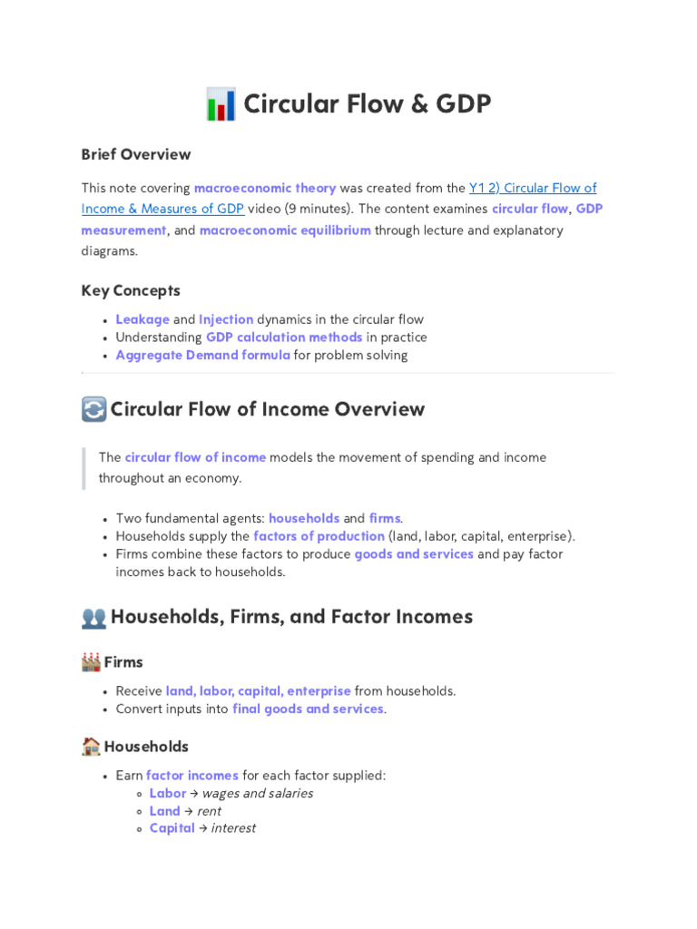Y1 2) Circular Flow of Income & Measures of GDP | PDF | Consumption ...