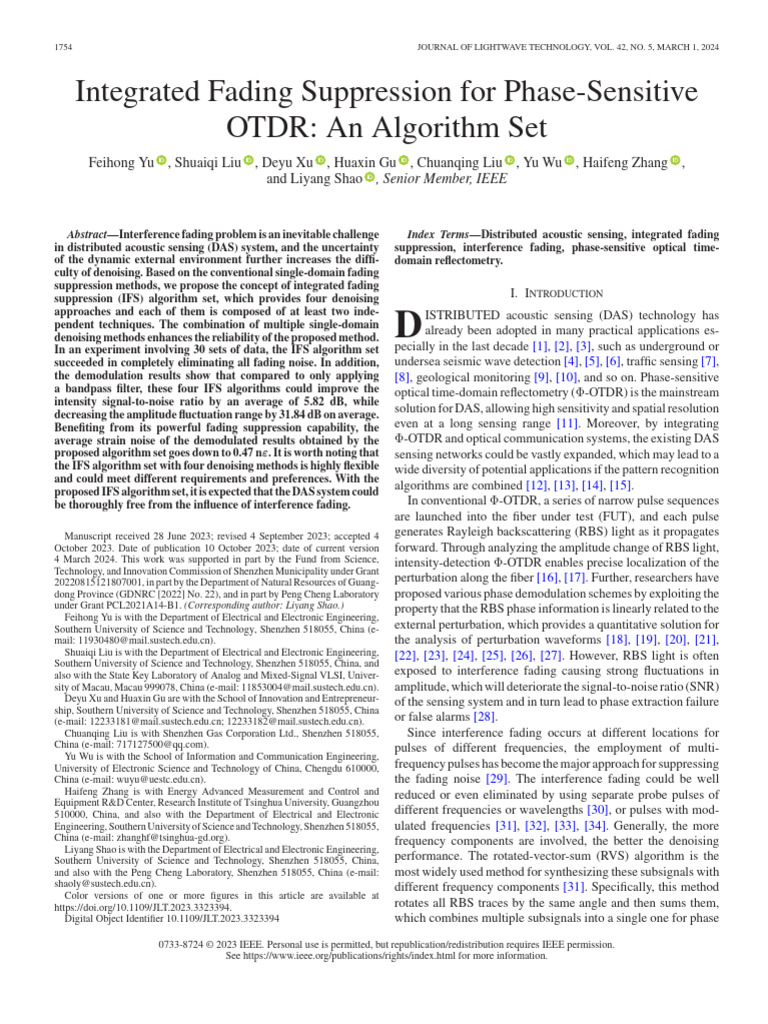 24 JLT Integrated Fading Suppression For Phase-Sensitive OTDR An ...