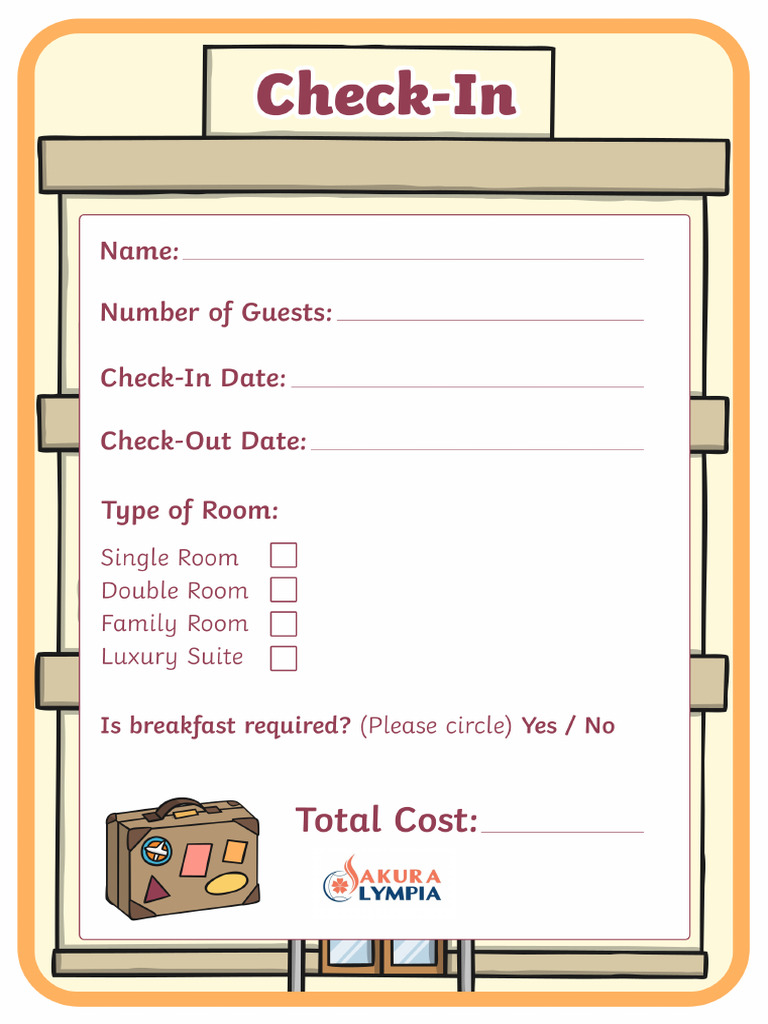 T T 28040 Hotel Role Play Check in Sheet 15 Bản | PDF