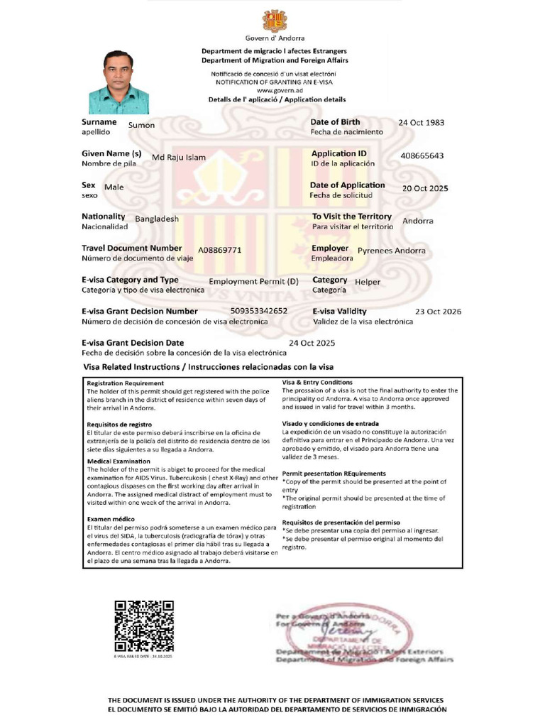 E-Visa MD Raja Islam Sumon | PDF