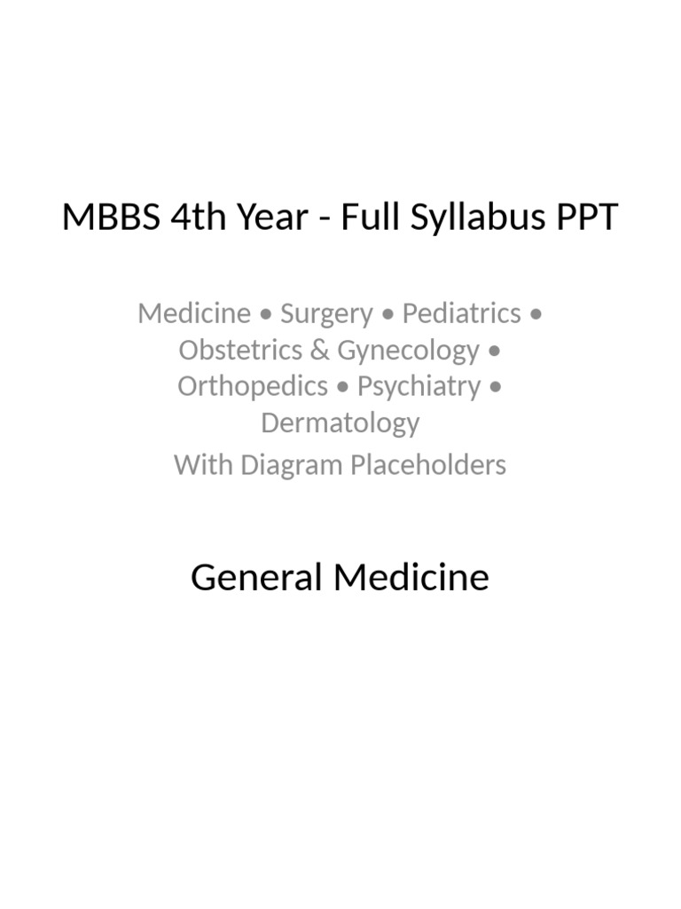 MBBS 4th Year Full Syllabus | PDF | Orthopedic Surgery | Internal Medicine