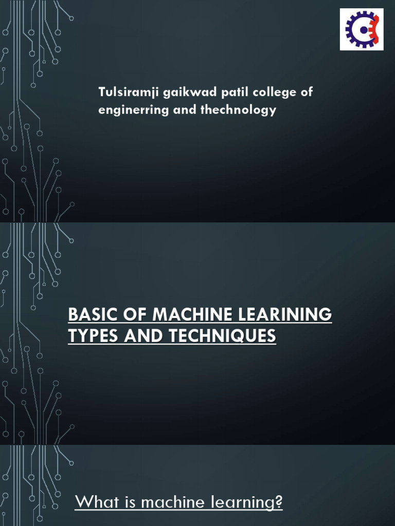 Machine Learning Basics and Techniques | PDF | Machine Learning ...