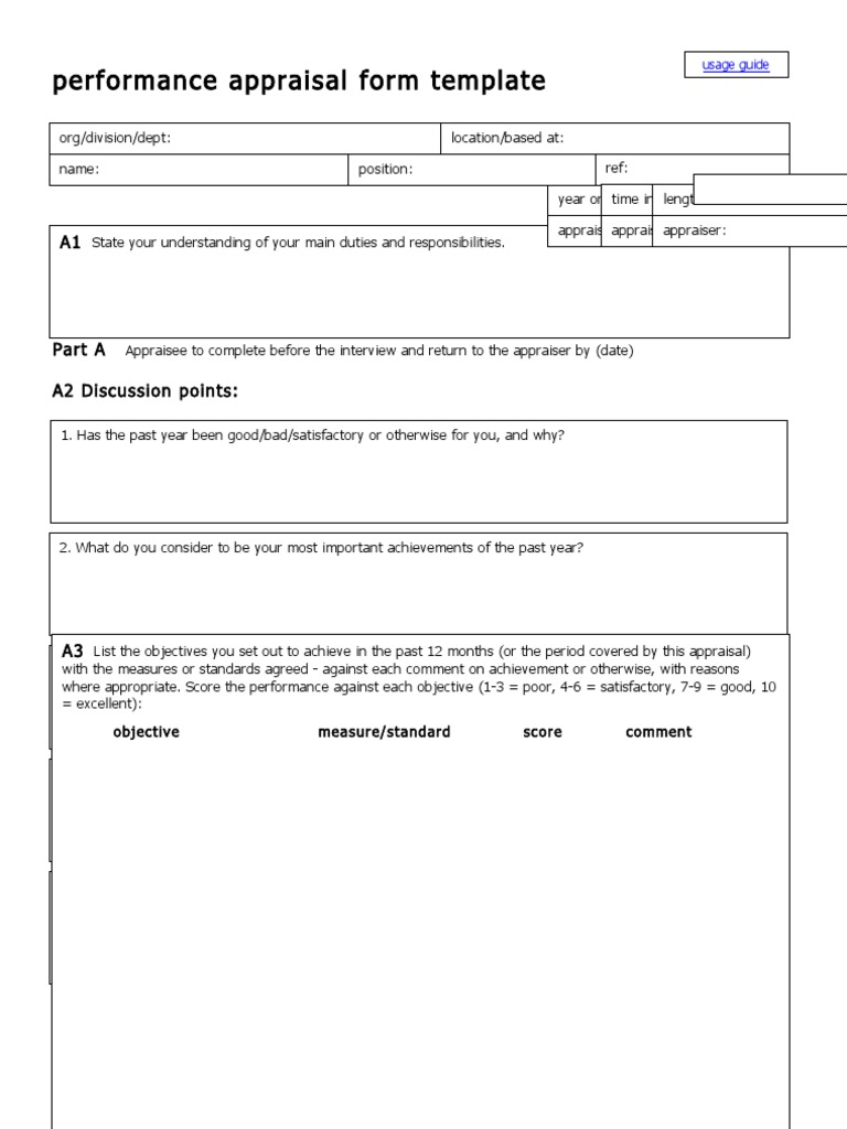 Performance Appraisal Form Template | PDF | Coca Cola | The Coca Cola ...