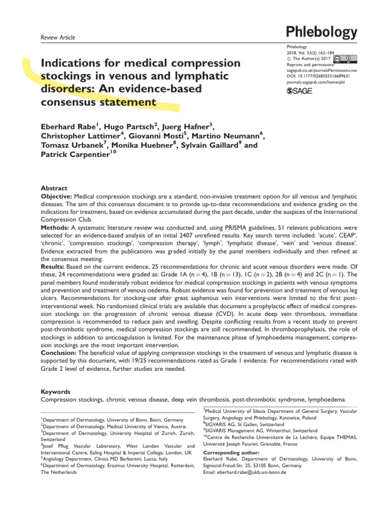 Indications For Medical Compression Stockings in Venous and Lymphatic ...
