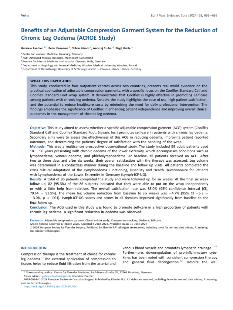 Adjustable Compression Garments for Leg Oedema | PDF | Edema | Angiology