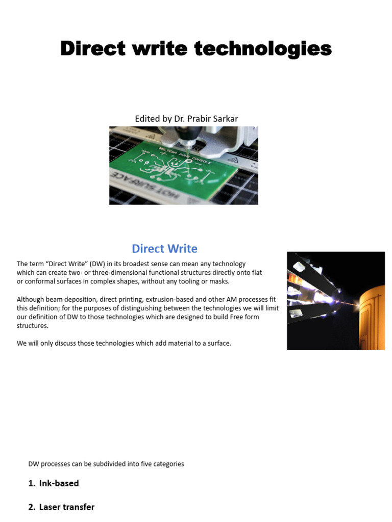 Direct Write Technologies | PDF | Chemical Vapor Deposition | Solid