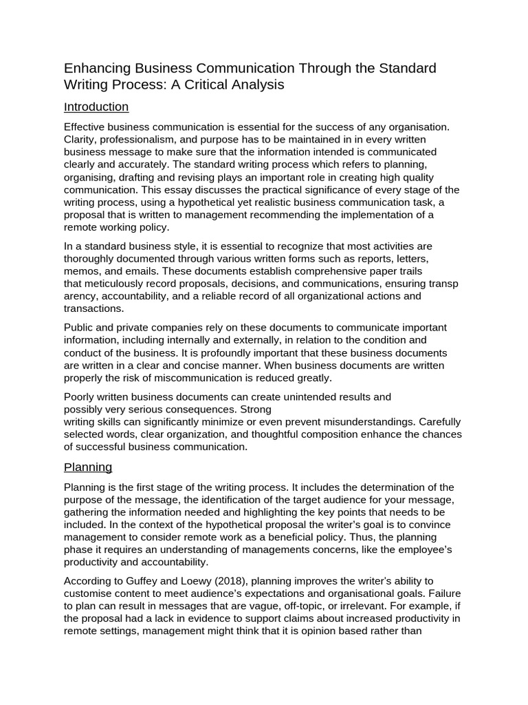 Enhancing Business Communication Through The Standard Writing Process ...