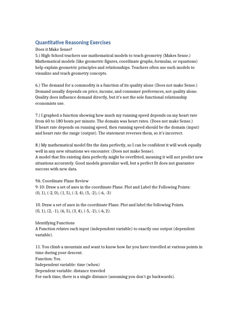 Quantitative Reasoning Solutions | PDF | Demand | Mathematical Model