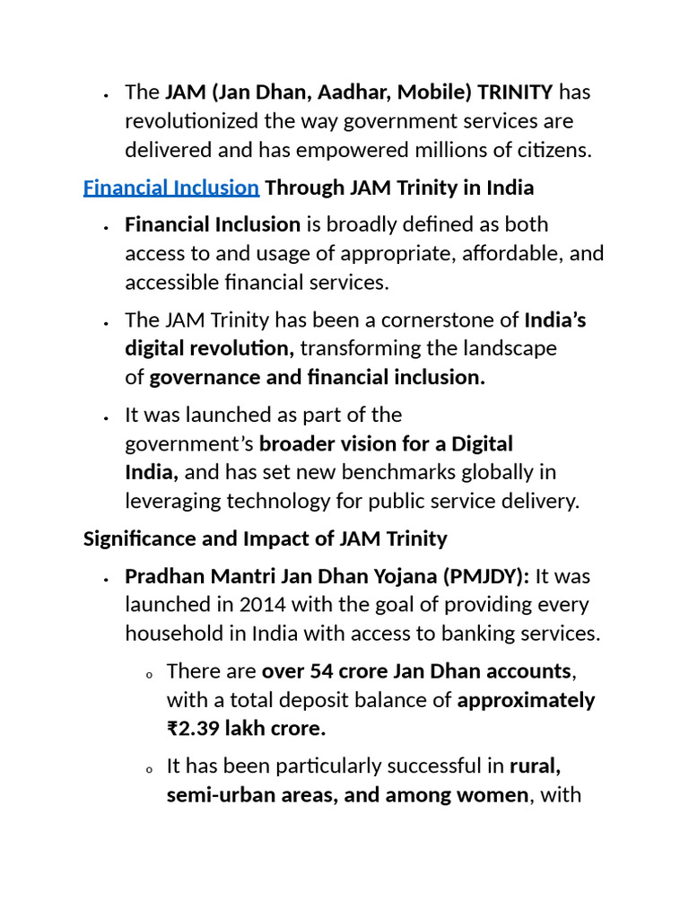 JAM Trinity | PDF | Financial Inclusion | Financial Services
