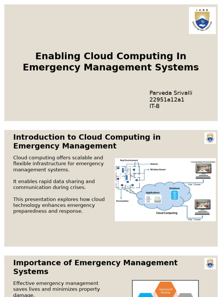 Enabling Cloud Computing in Emergency Management Systems: Parveda ...
