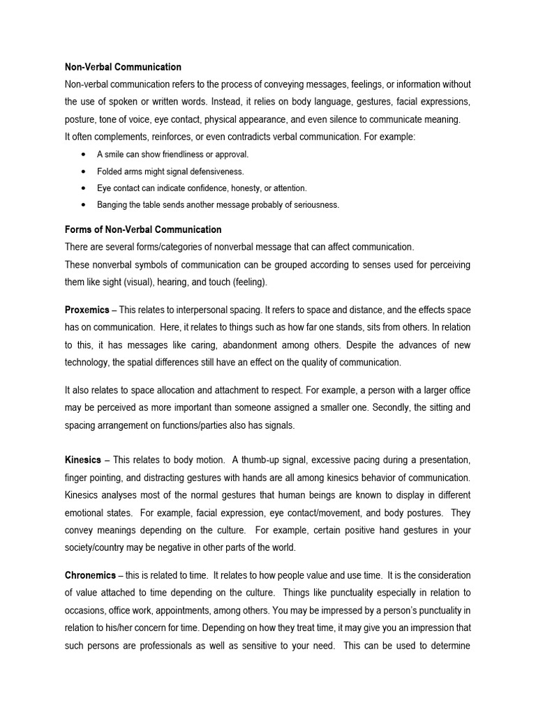 Understanding Non-Verbal Communication | PDF | Nonverbal Communication ...