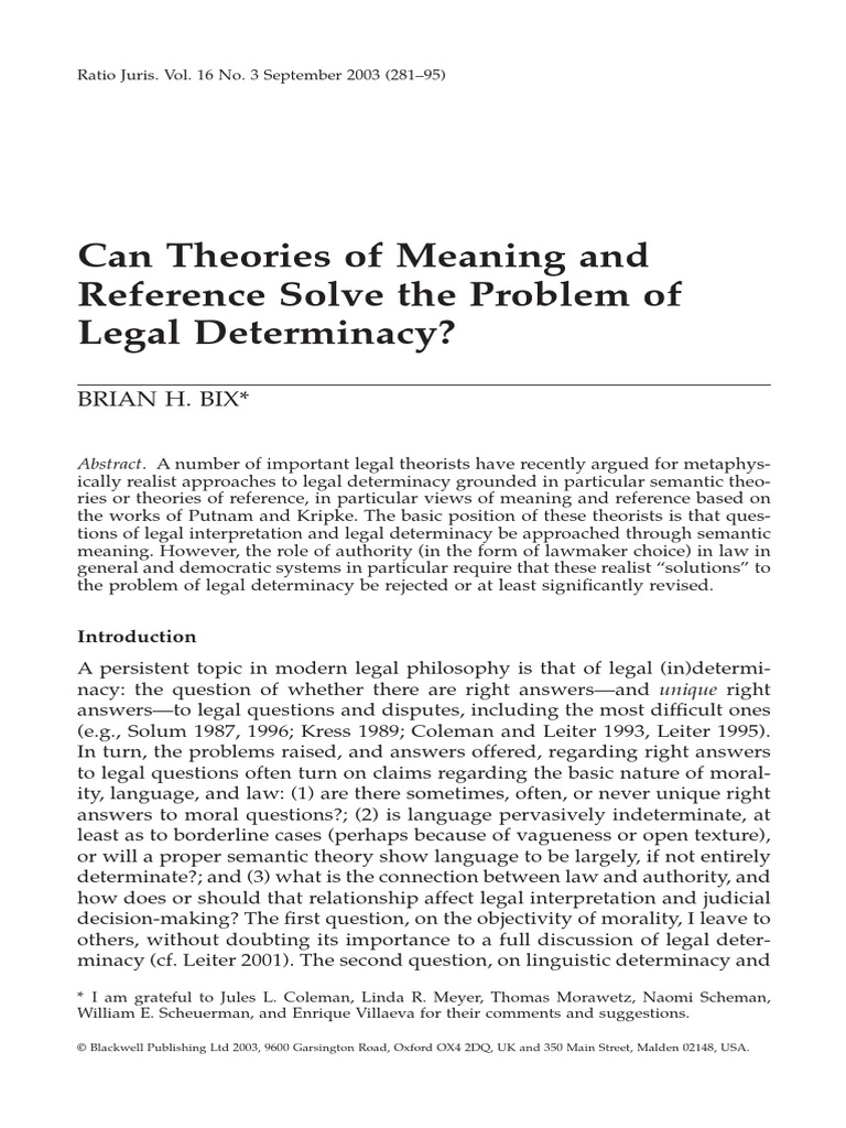 Bix (2003) Can Theories of Menaing and Reference Solve the Problem of ...