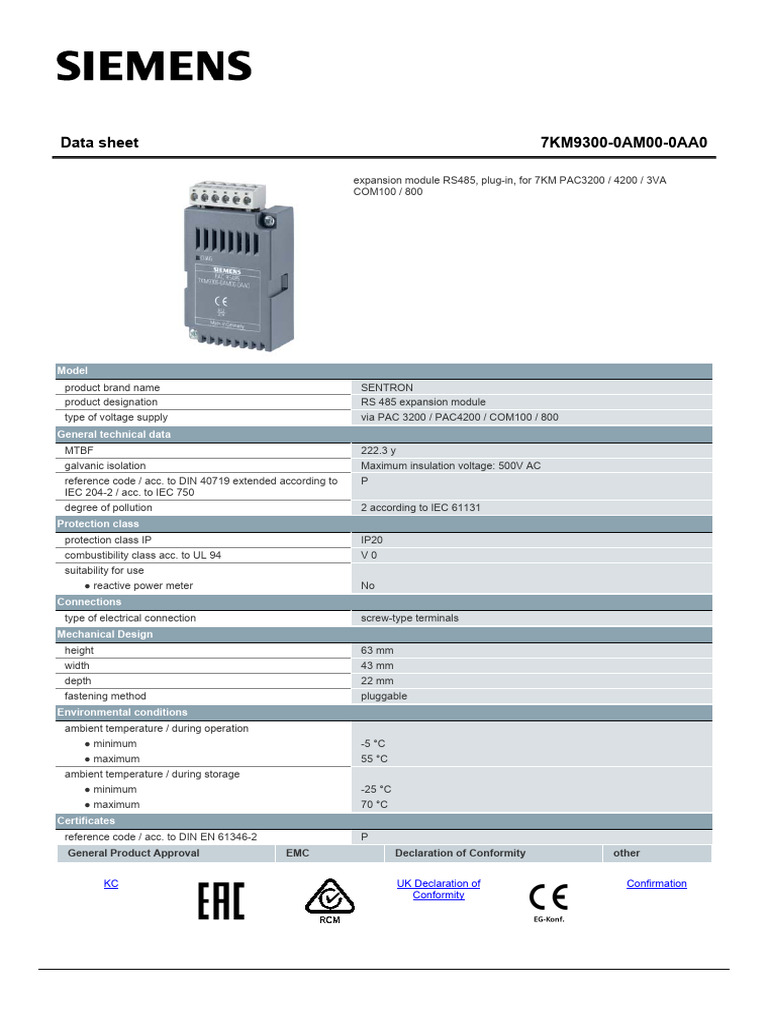7KM93000AM000AA0 Datasheet en | PDF | Electricity | Electrical Engineering