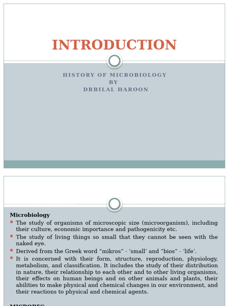 1 - Introduction, History | PDF | Microorganism | Pathogen