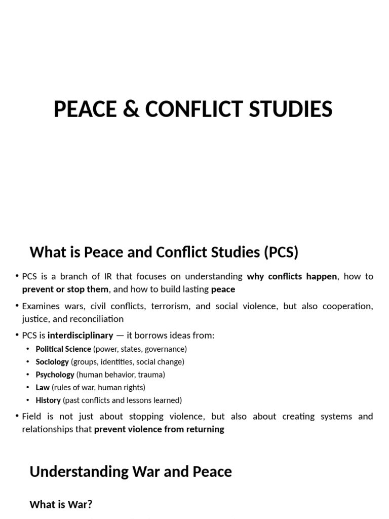 Understanding Peace and Conflict Studies | PDF | Peacekeeping ...