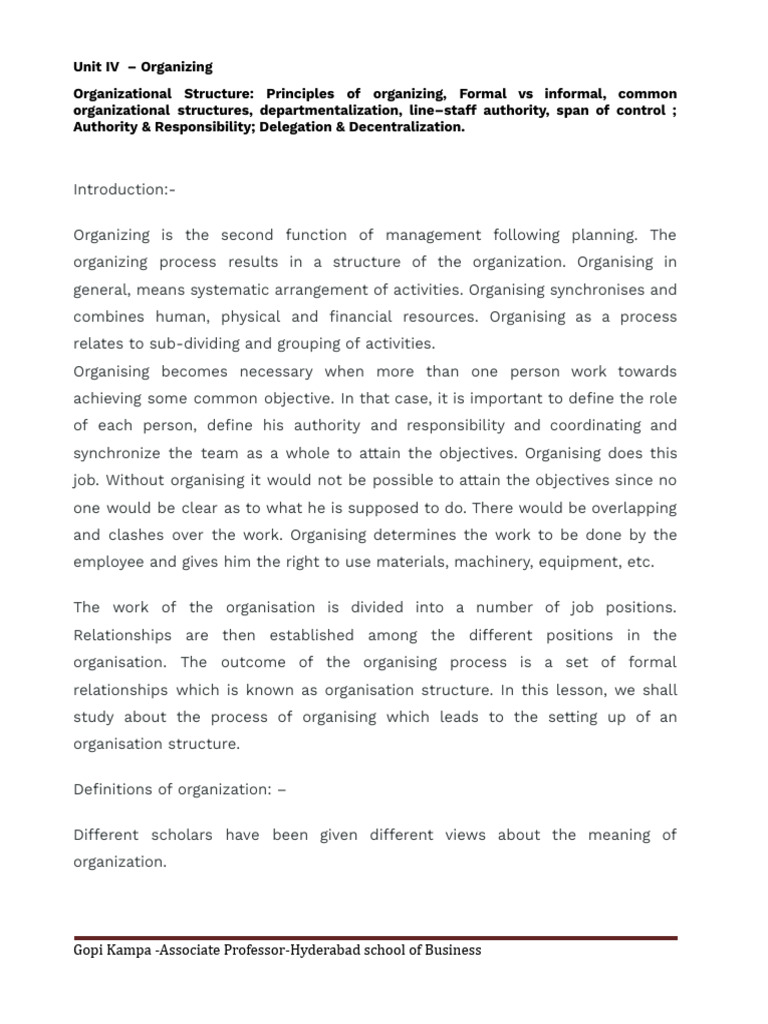 Principles of Organizational Structure | PDF | Organizational Structure ...