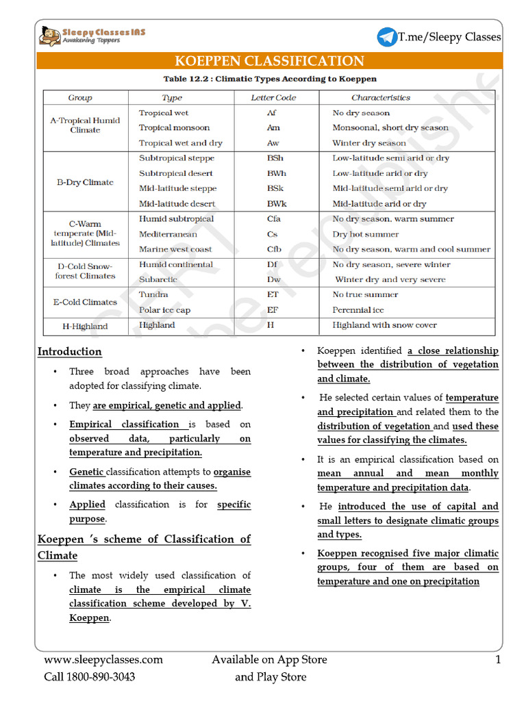 Lec 17 Koeppen Classification | PDF | Subtropics | Tropics
