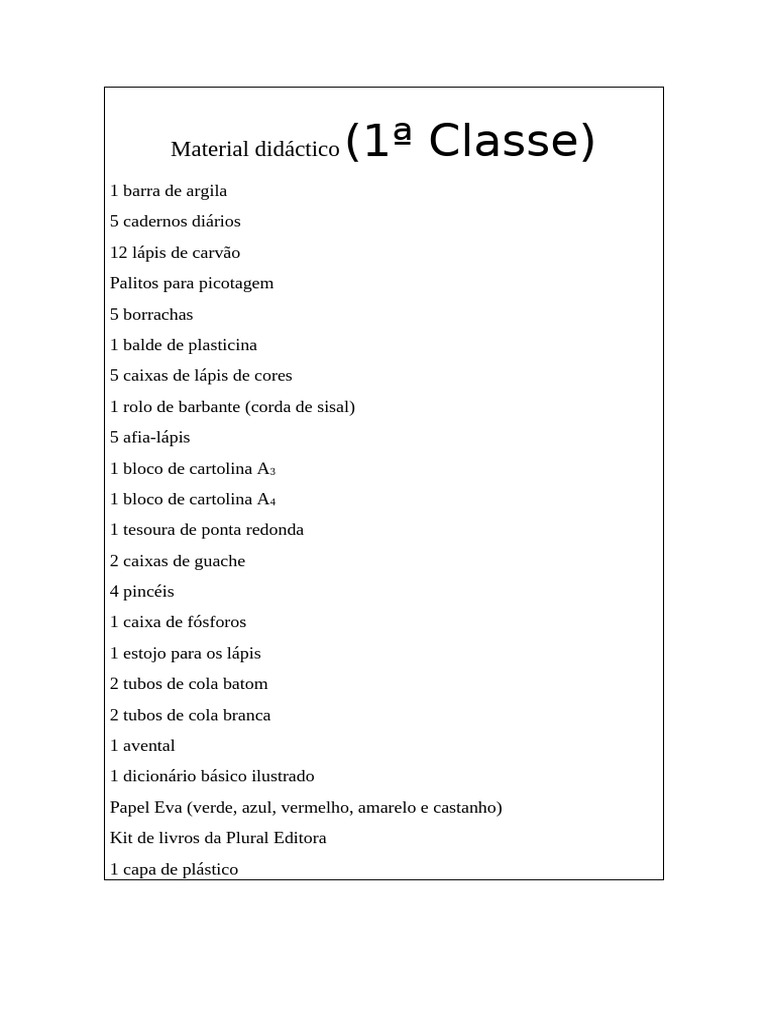 Material Didático para 1ª Classe | PDF