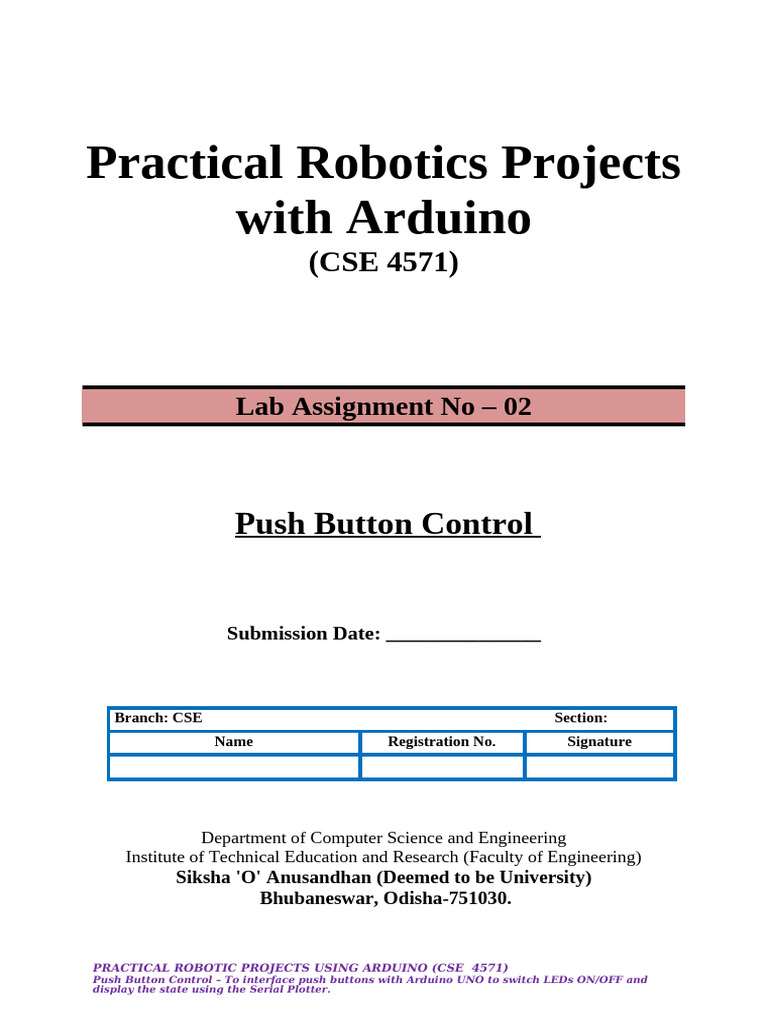 Aditya Robotics Lab 2 | PDF | Arduino | Switch