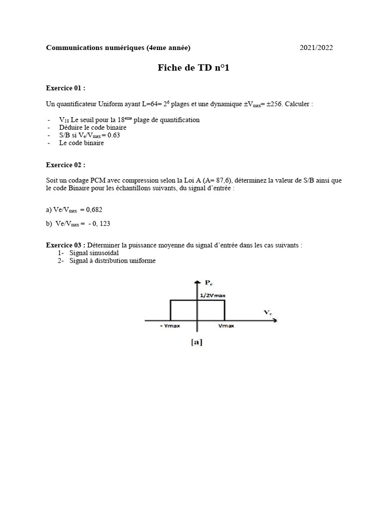 Exercices de quantification et codage PCM | PDF