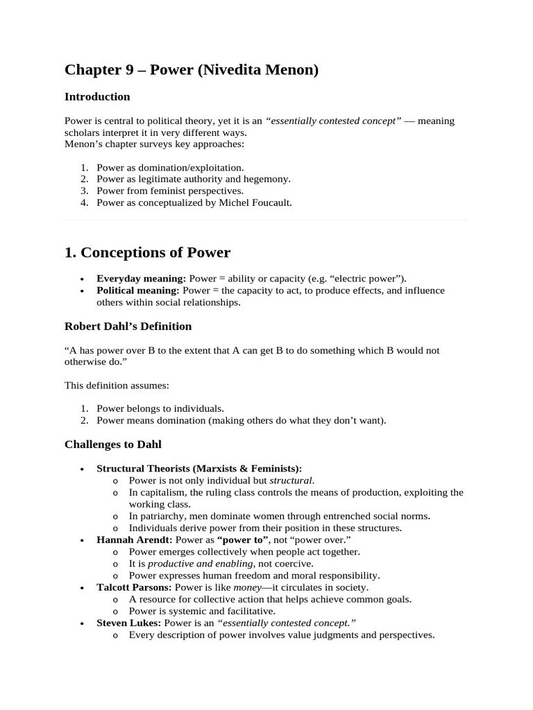 Understanding Power in Political Theory | PDF | Power (Social And ...