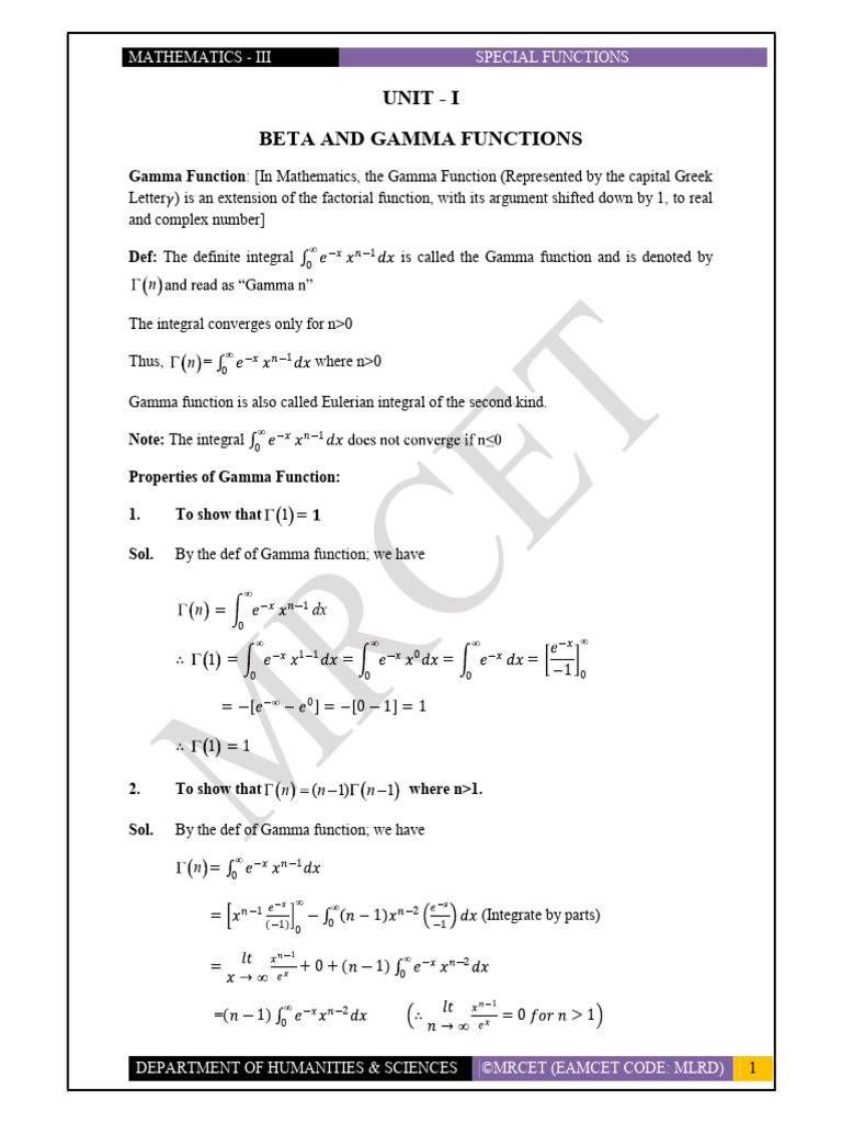 Beta and Gamma Functions Explained | PDF | Function (Mathematics ...