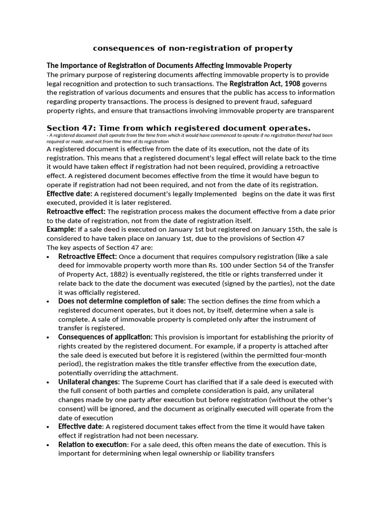 Consequences of Property Non-Registration | PDF | Property | Deed
