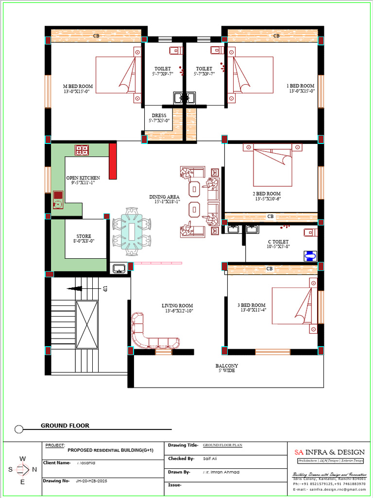 Ground Floor Plan for Residential Building | PDF