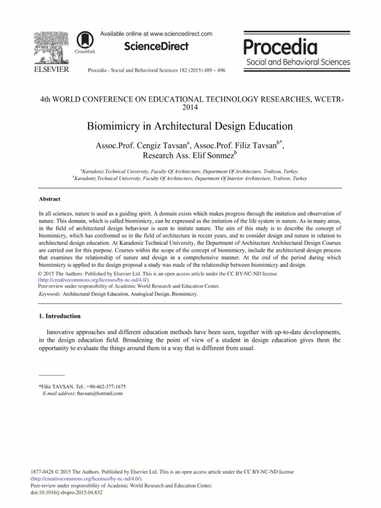 Biomimicry in Architectural Design Education | PDF
