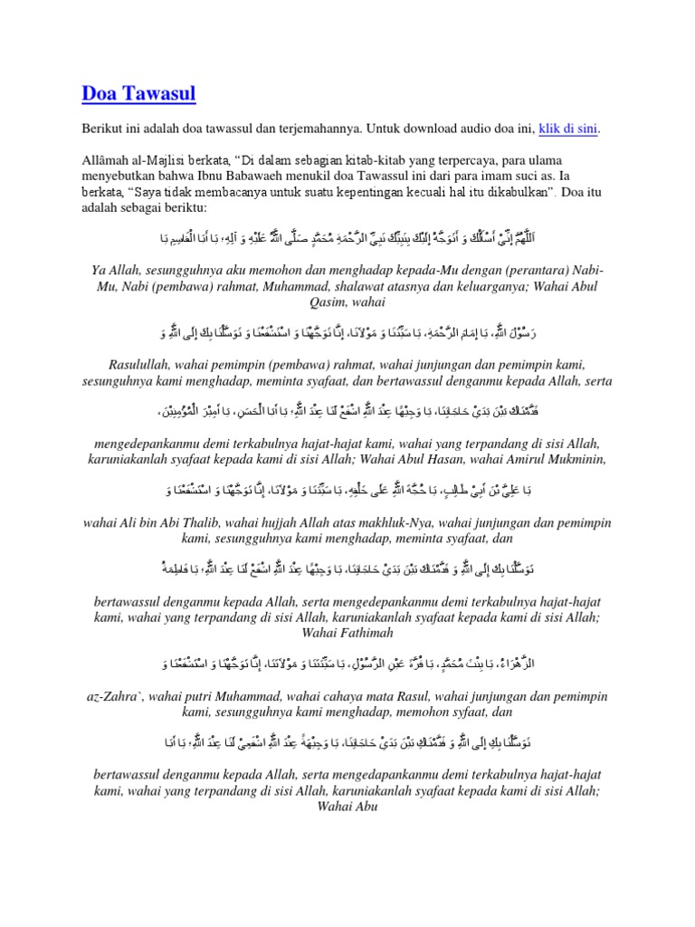 Doa Tawasul | Bangsa Arab | Sahabat Nabi