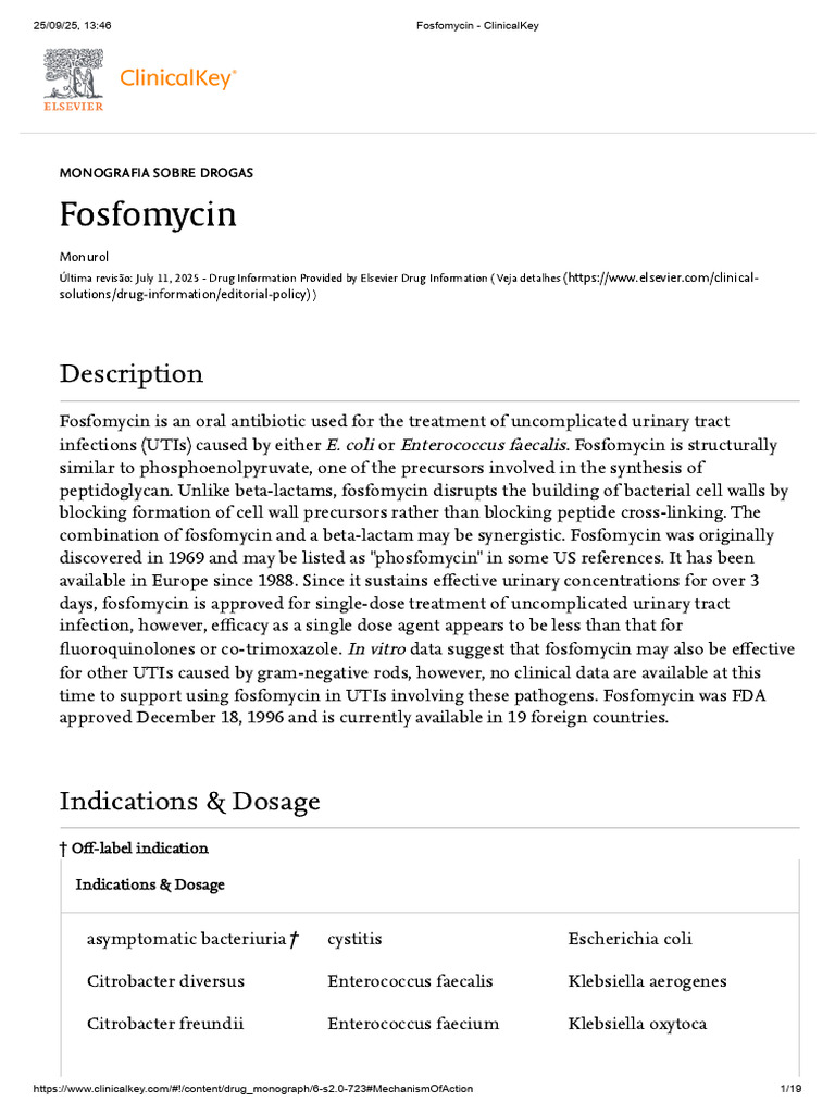 Fosfomycin: UTI Treatment Overview | PDF | Urinary Tract Infection ...