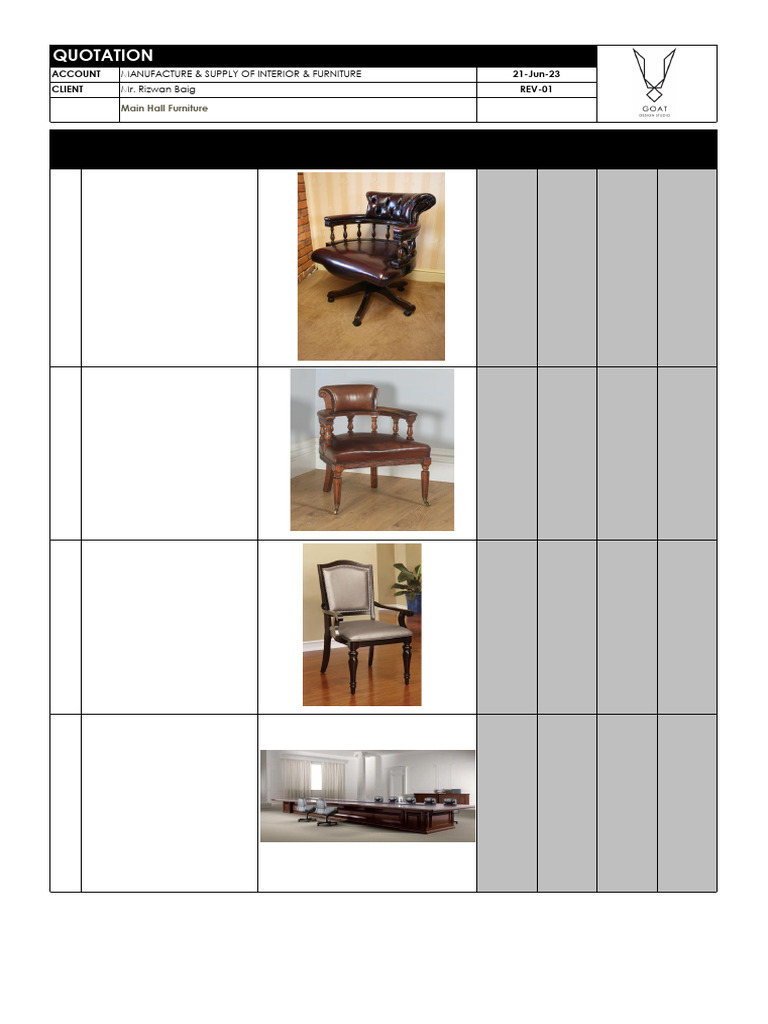 Rizwan Furniture Quotation Details | PDF