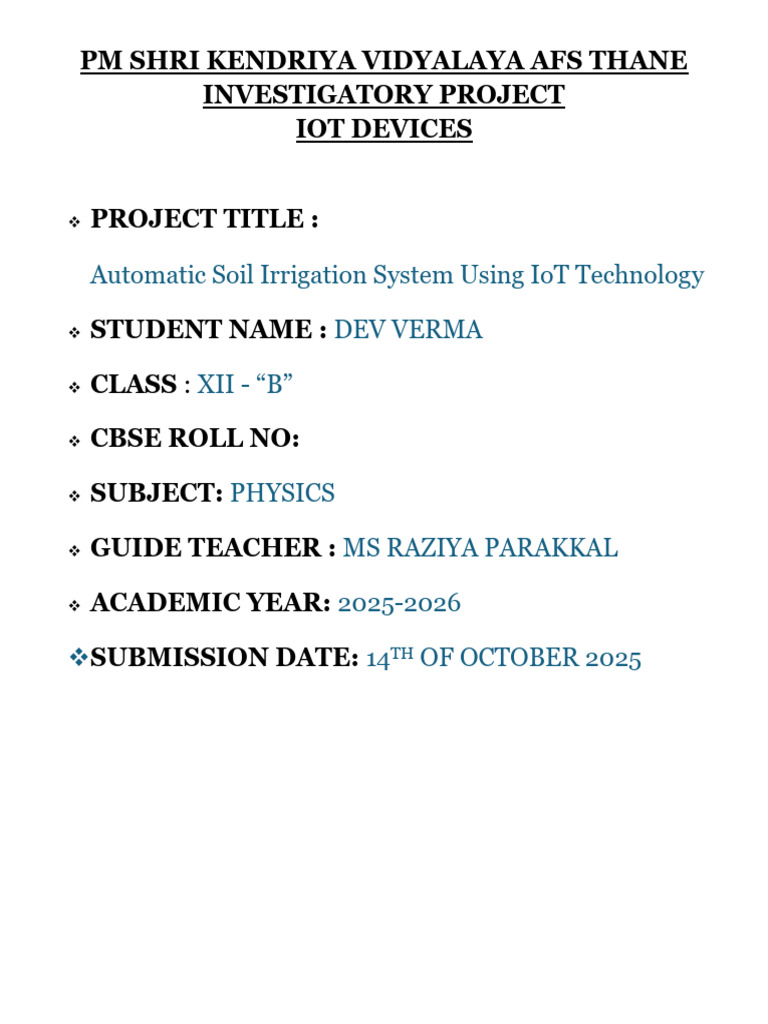 Dev Verma, Physics Investigatory Project | PDF | Internet Of Things ...